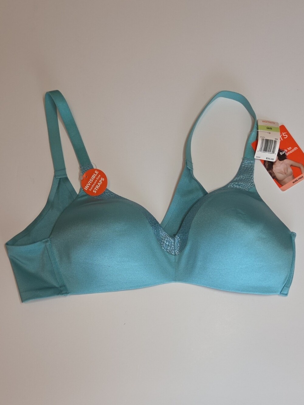 Warner's Light Teal Wireless Molded Bra with Smooth Cups